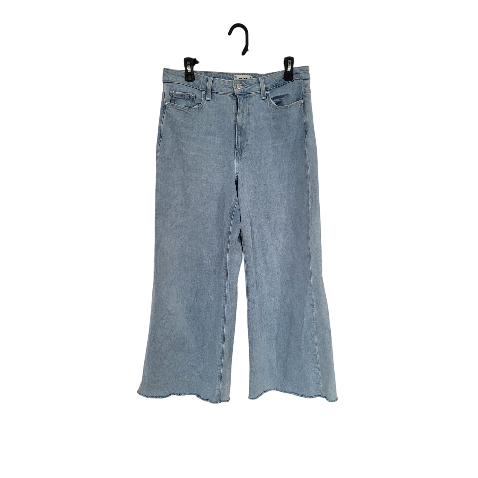 Paige Harper Ankle Wide Leg Crop Jeans Women's Size 30 Light Wash Denim #9